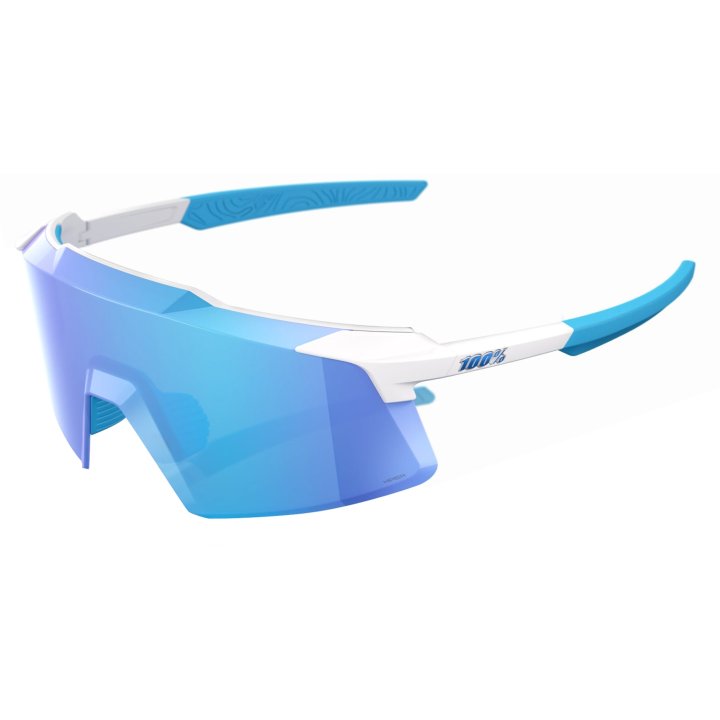 100% Aerocraft Matte White HiPER® Blue Mirror Lens