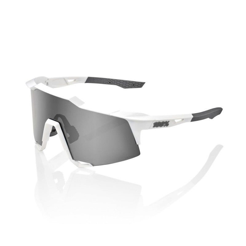 100% Speedcraft® Matte White Hiper® Silver Mirror Lens