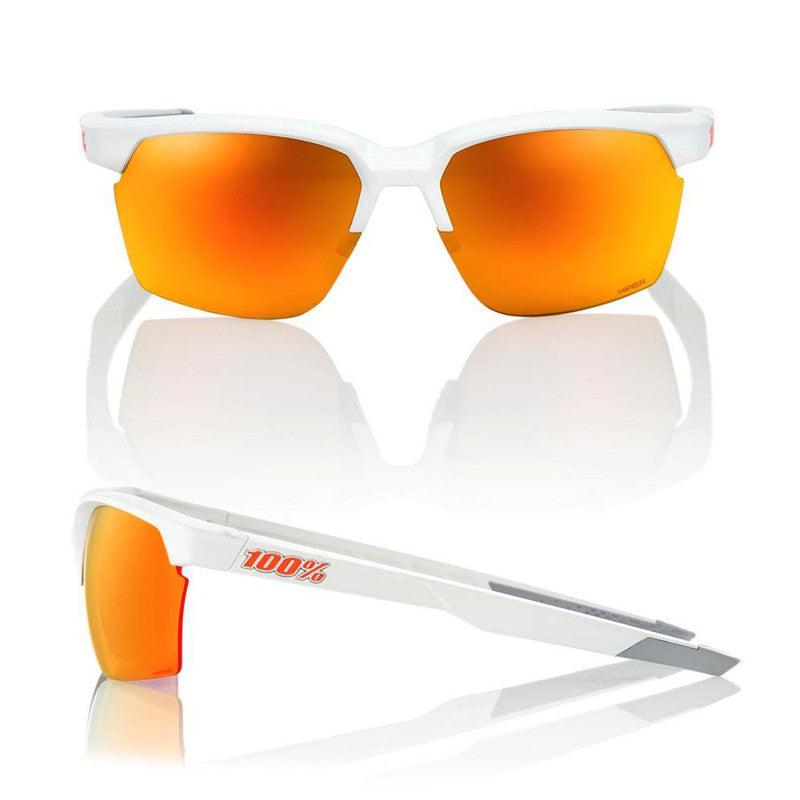100% Sportcoupe Matte White Hiper® Red Multilayer Mirror Lens