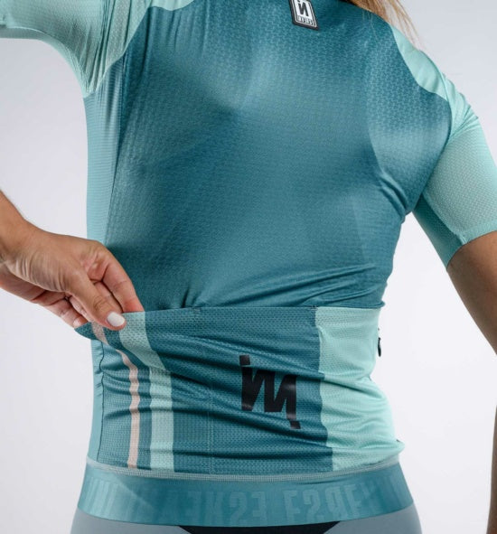 INVERSE Short Sleeve Cycling Jersey KILA AQUA (WOMEN)